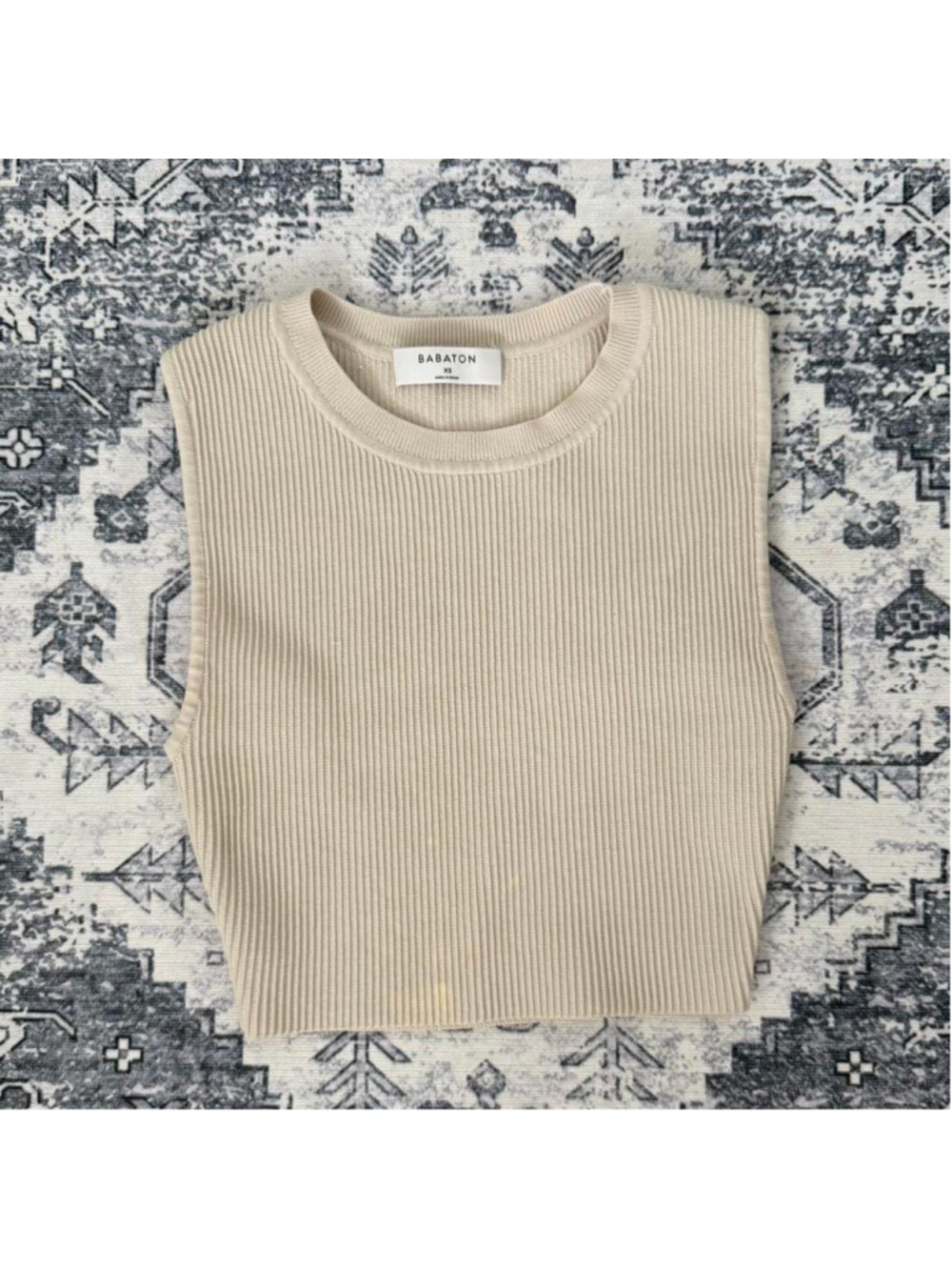 Aritzia Babaton Cream Sculpt Ribbed Tank Top - Size XS